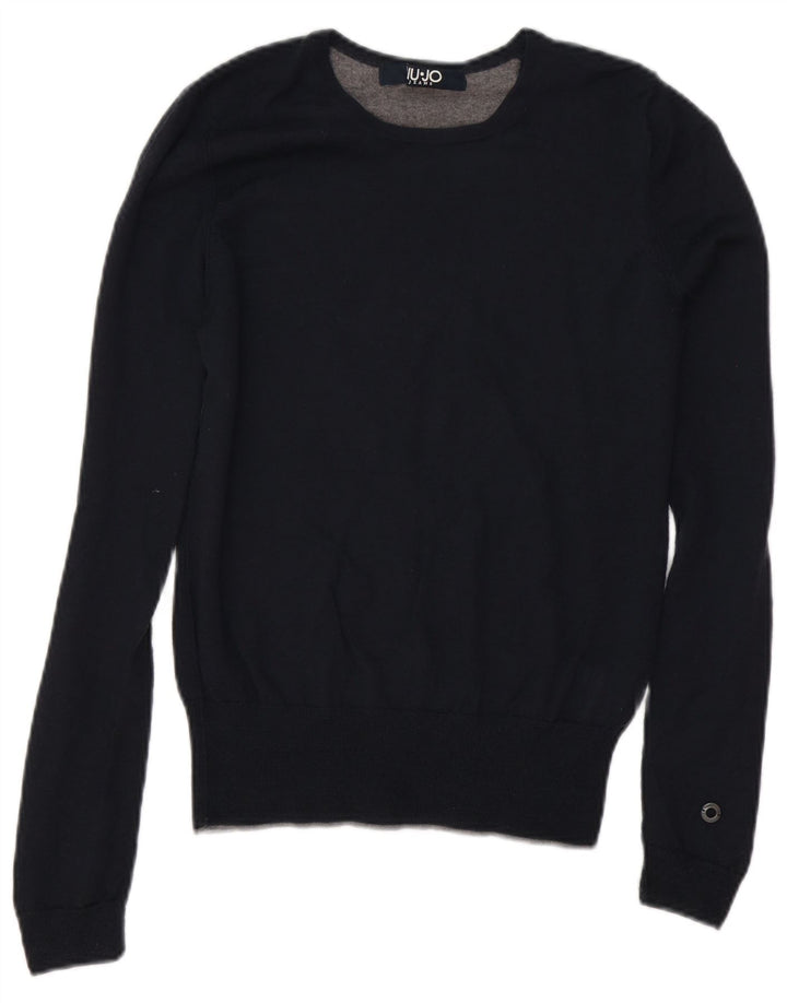 Liu Jo Herren-Pullover mit Rundhalsausschnitt, Größe S, marineblaue Wolle
