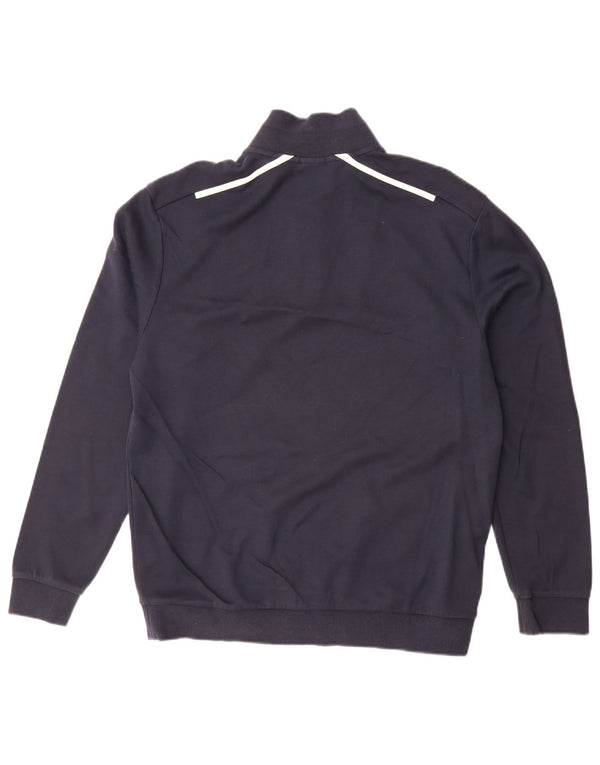 Hugo Boss Mens Graphic Zip Neck Sweatshirt Jumper Large Navy Blue Cotton