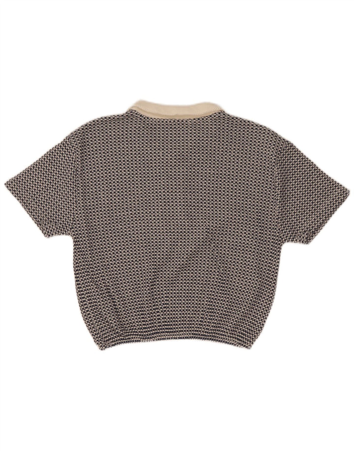 Zara Damen Crop Poloshirt UK 10 Small Blau Geometrisch Polyester