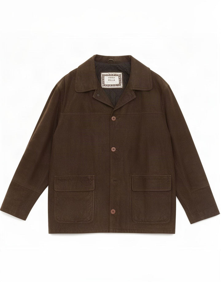 Vintage Herren 3 Knopf Leder Blazer Jacke IT 52 XL Braun