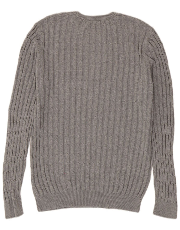 Jack Wills Herren-Pullover mit Rundhalsausschnitt aus mittelgrauer Baumwolle