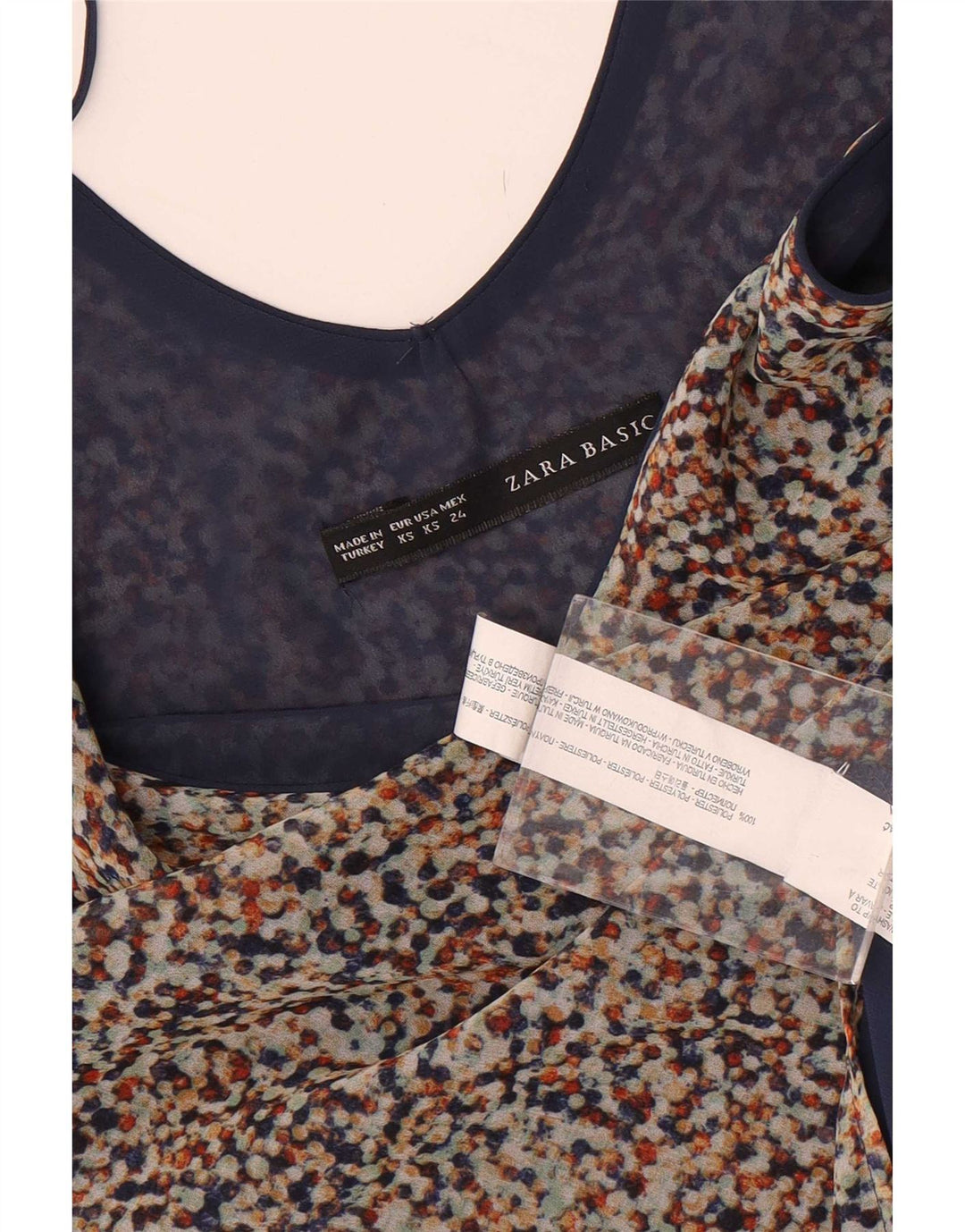Zara Damen Cami Top UK 6 XS Mehrfarbig gepunktetes Polyester