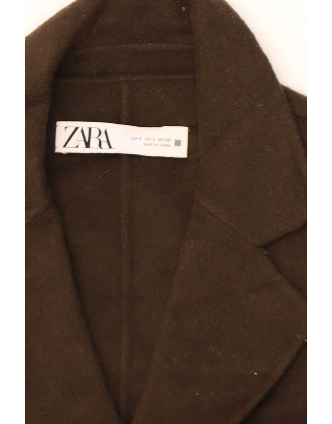 Zara Damen übergroße zweireihige Blazerjacke, UK 10, kleine Khaki-Wolle