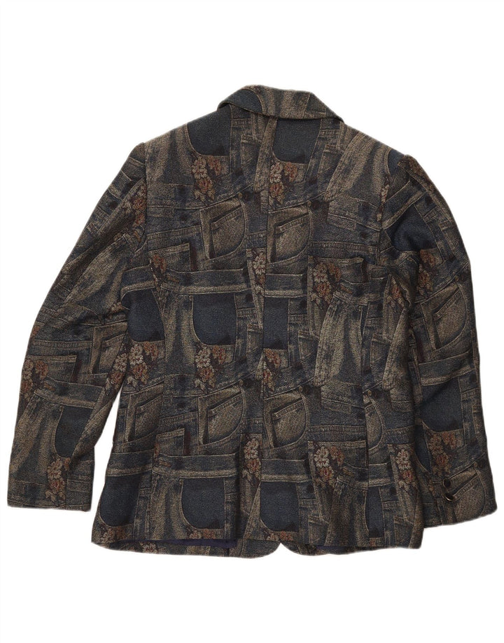 Carnet Damen-Blazerjacke mit 3 Knöpfen, UK 14, mittleres Marineblau mit Blumenmuster