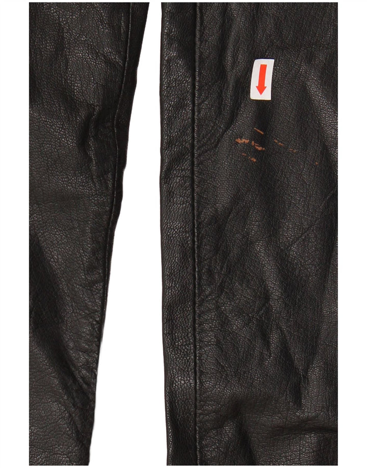 ESPRIT Damen gerade Lederhose UK 12 Medium W26 L31 Schwarzes Leder