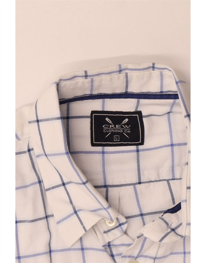 Crew Clothing Herrenhemd, groß, weiß kariert, Baumwolle