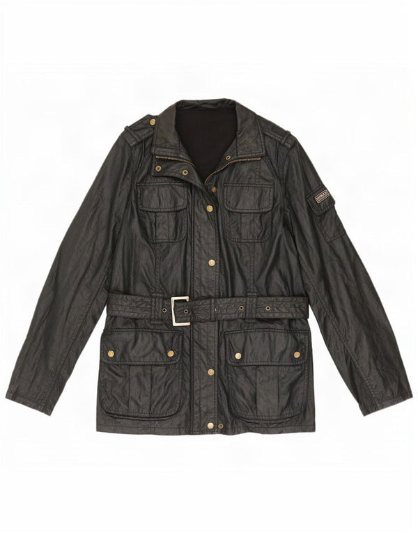 Barbour Damen Militärjacke aus Kunstleder, UK 14, Größe L, Schwarz, Polyester