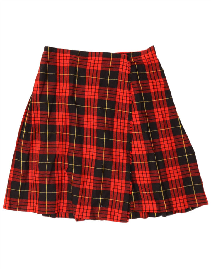 Vintage Damen Wickelrock W36 XL Rot karierte Wolle