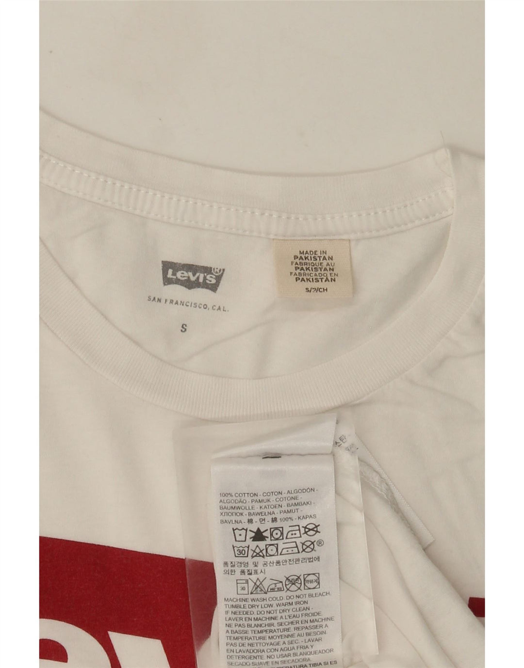 Levi's Damen-T-Shirt mit Grafik, UK 10, Größe S, weiße Baumwolle