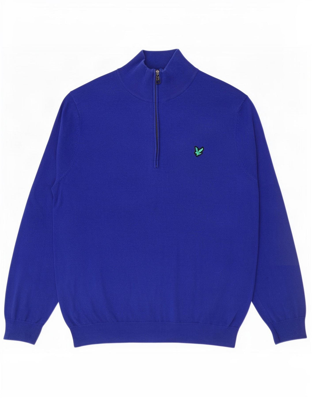 Lyle & Scott Herren-Pullover mit Reißverschluss am Hals, groß, aus blauer Baumwolle