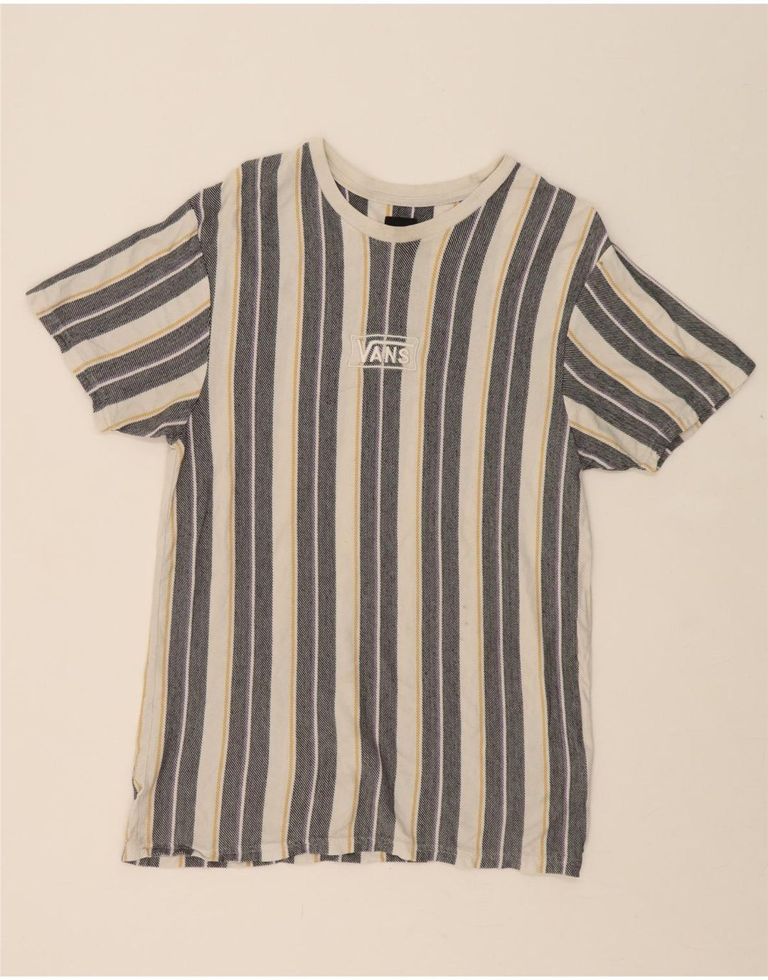 VANS Mens T-Shirt Top Medium Grey Striped Cotton Vintage Vans and Second-Hand Vans from Messina Hembry 