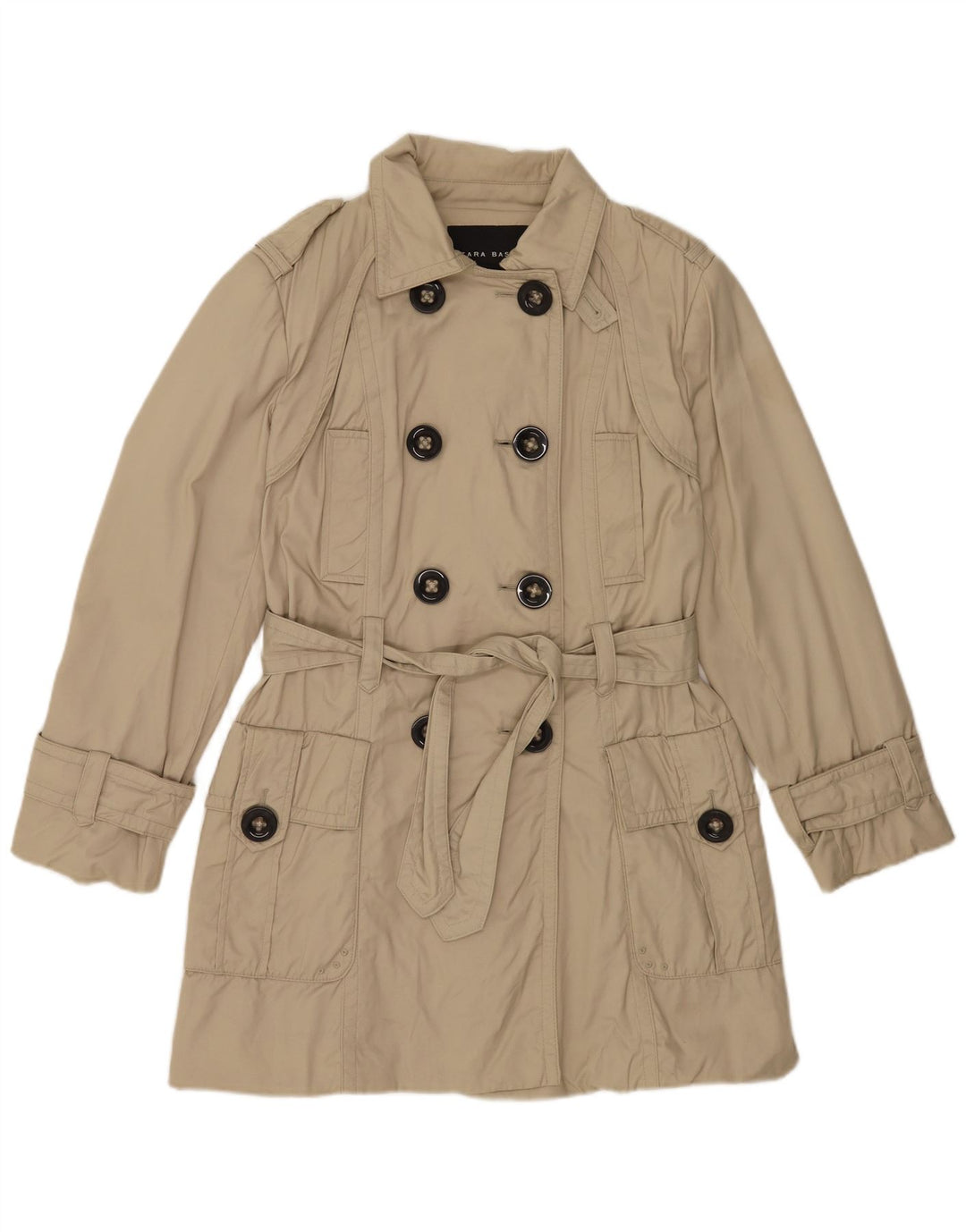 Zara Damen Trenchcoat UK 16 Large Beige Nylon