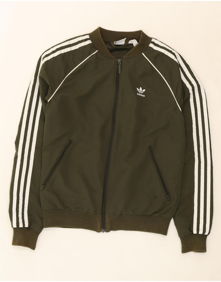 ADIDAS Womens Tracksuit Top Jacket UK 6 XS Khaki Polyester Vintage Adidas and Second-Hand Adidas from Messina Hembry 