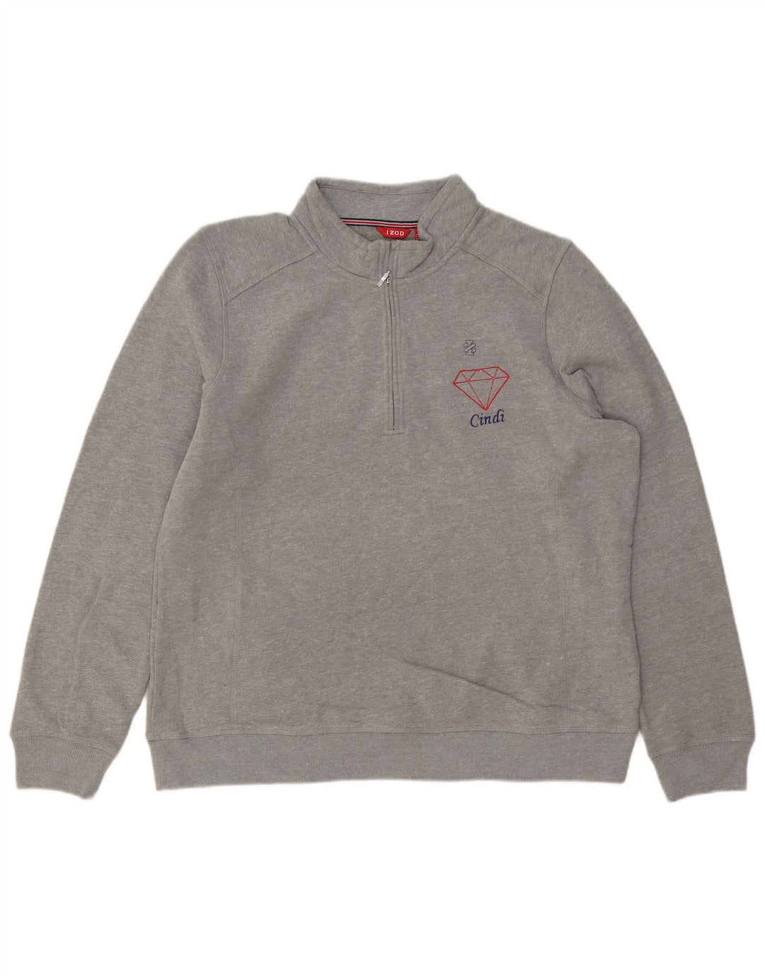 IZOD Herren-Sweatshirt mit Reißverschluss am Hals, 2XL, graue Baumwolle