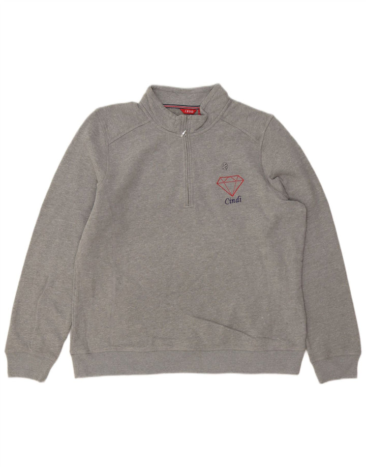 IZOD Herren-Sweatshirt mit Reißverschluss am Hals, 2XL, graue Baumwolle