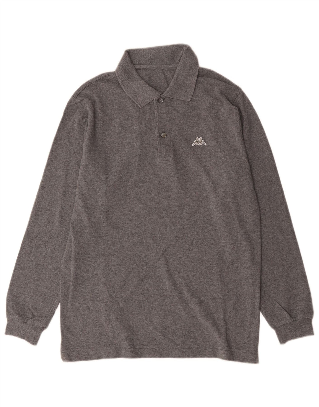 Kappa Herren Langarm-Poloshirt, kleine graue Baumwolle