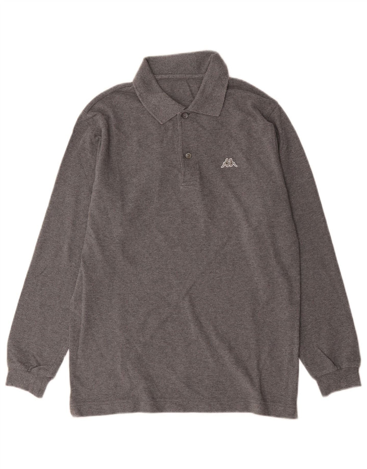 Kappa Herren Langarm-Poloshirt, kleine graue Baumwolle