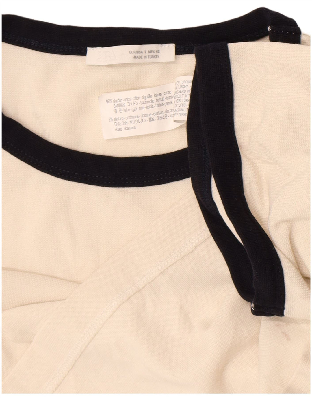 Zara Herren T-Shirt Top Large Off White Baumwolle