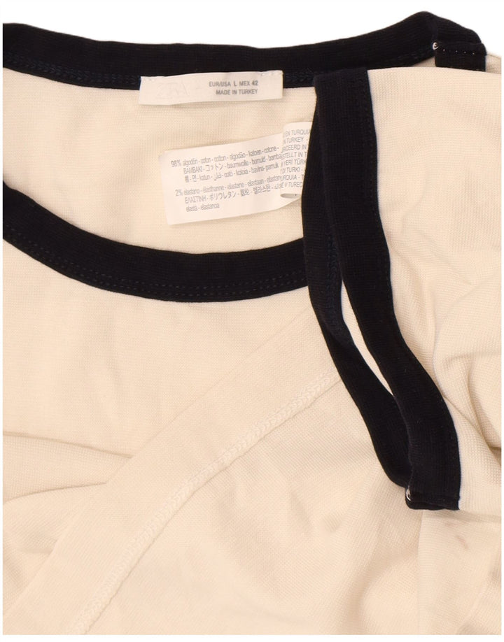 Zara Herren T-Shirt Top Large Off White Baumwolle