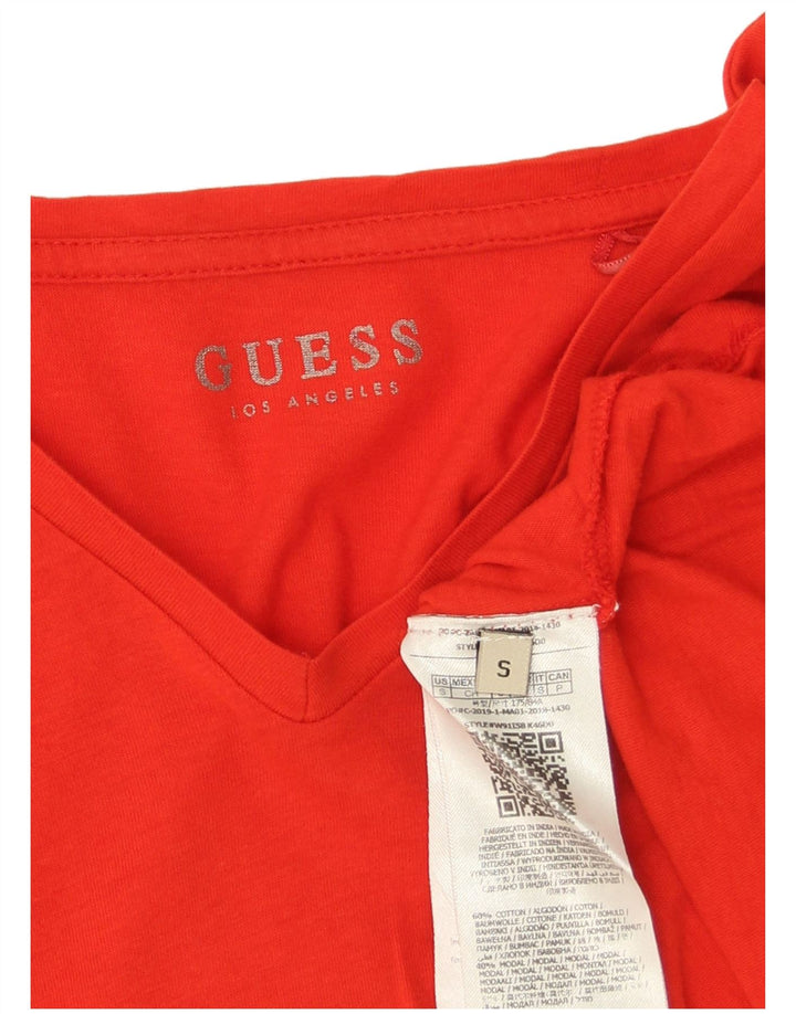 Guess Damen-Top mit Grafik, langärmlig, UK 10, Größe S, Rot, Baumwolle
