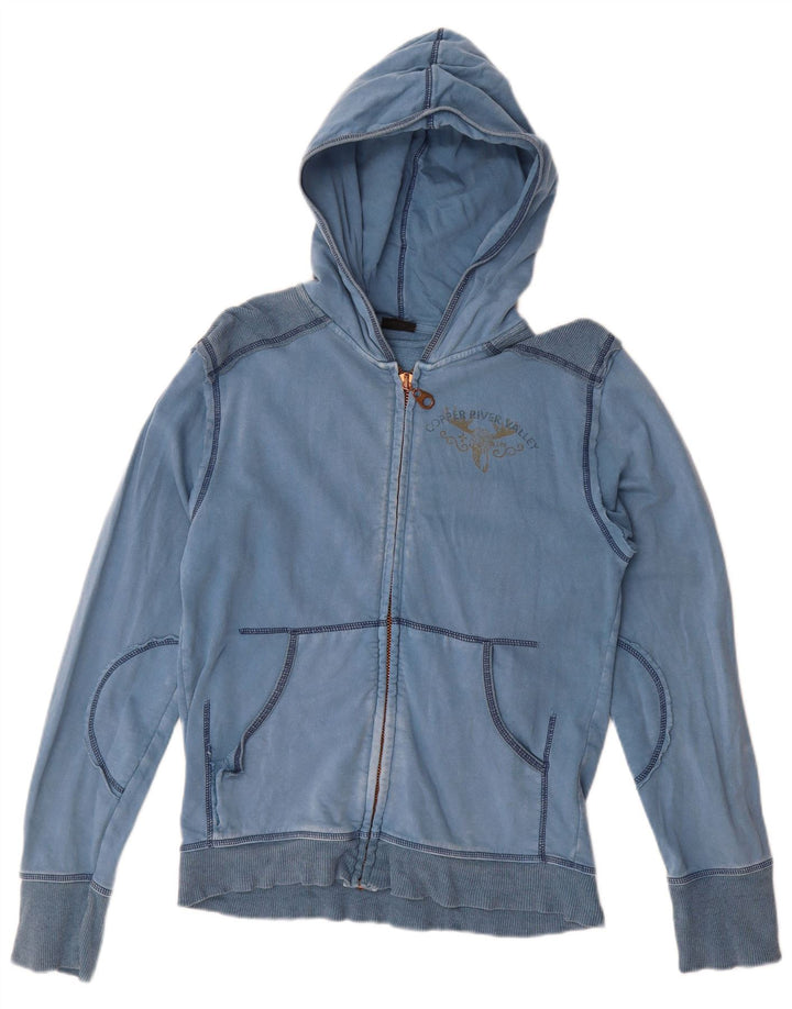 Lee Womens Zip Hoodie Pullover UK 14 Mittelblaue Baumwolle