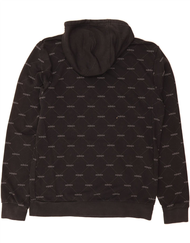 ADIDAS Mens Graphic Hoodie Jumper Medium Black Polyester Vintage Adidas and Second-Hand Adidas from Messina Hembry 