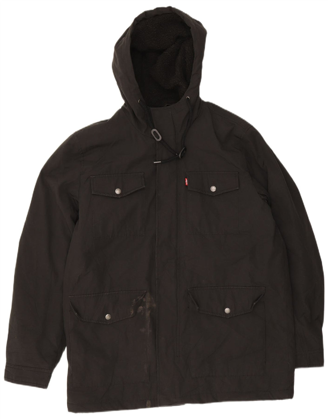 Levi's Herren-Kapuzen-Sherpa-Utility-Jacke UK 38 Mittelschwarzes Polyester