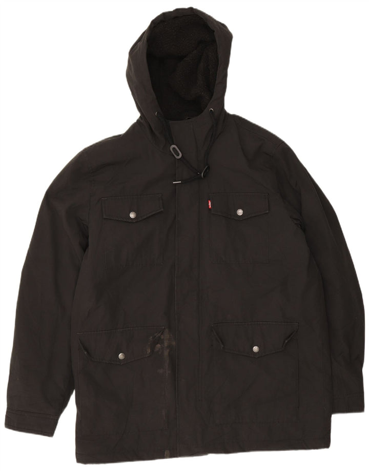 Levi's Herren-Kapuzen-Sherpa-Utility-Jacke UK 38 Mittelschwarzes Polyester
