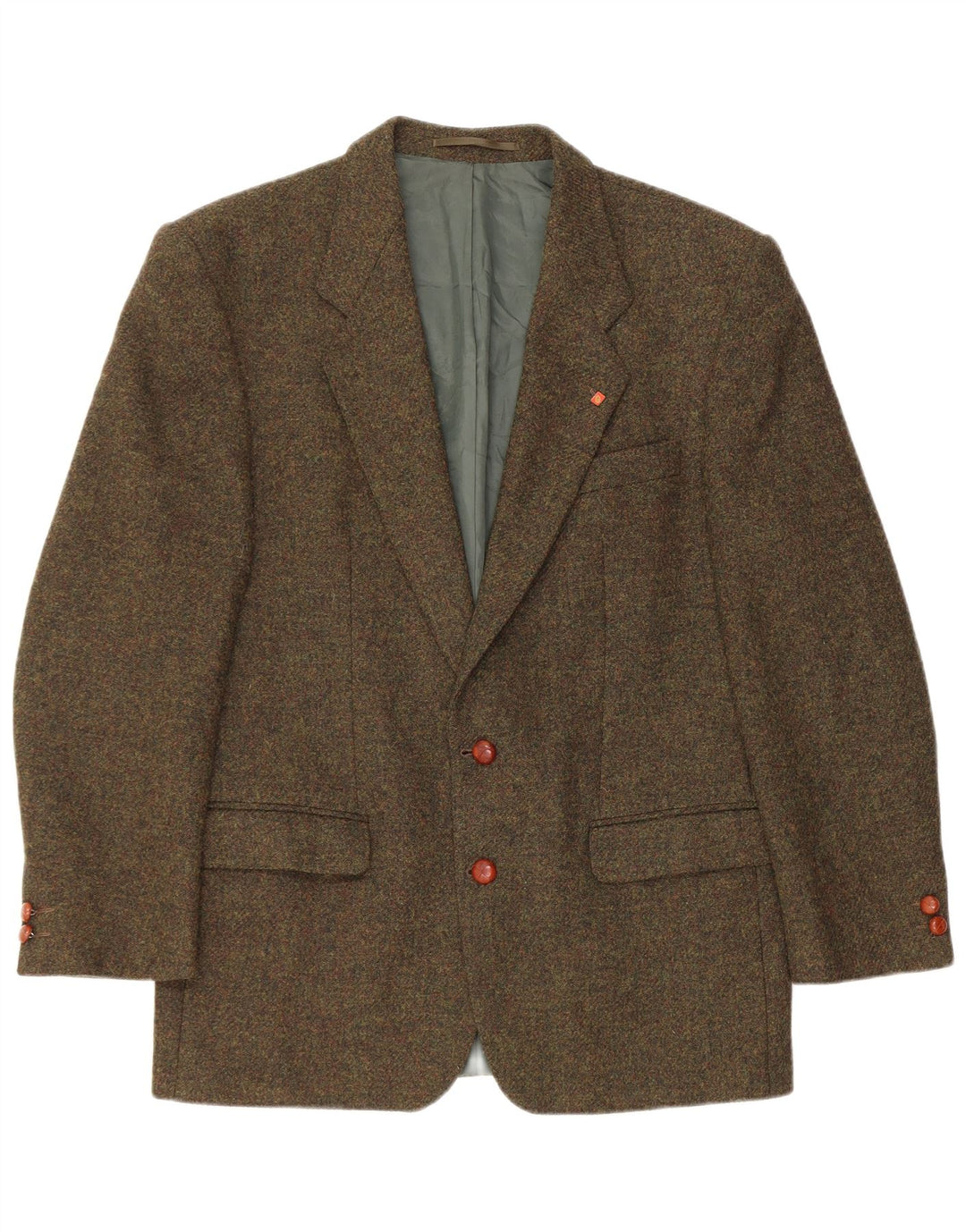 VINTAGE Herren 2-Knopf-Blazerjacke UK 38 Medium Khaki Meliert