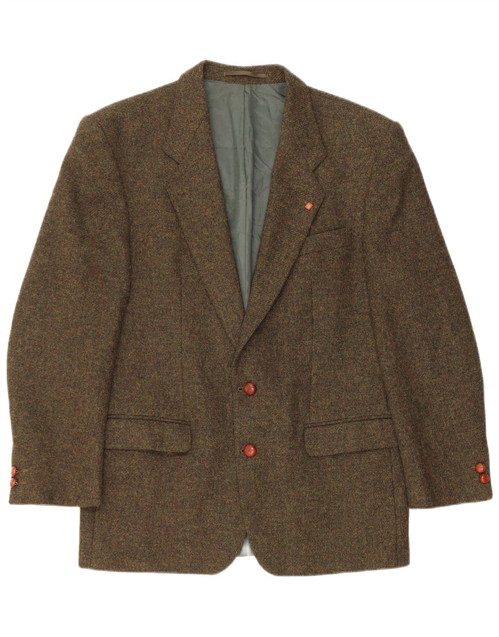VINTAGE Herren 2-Knopf-Blazerjacke UK 38 Medium Khaki Meliert