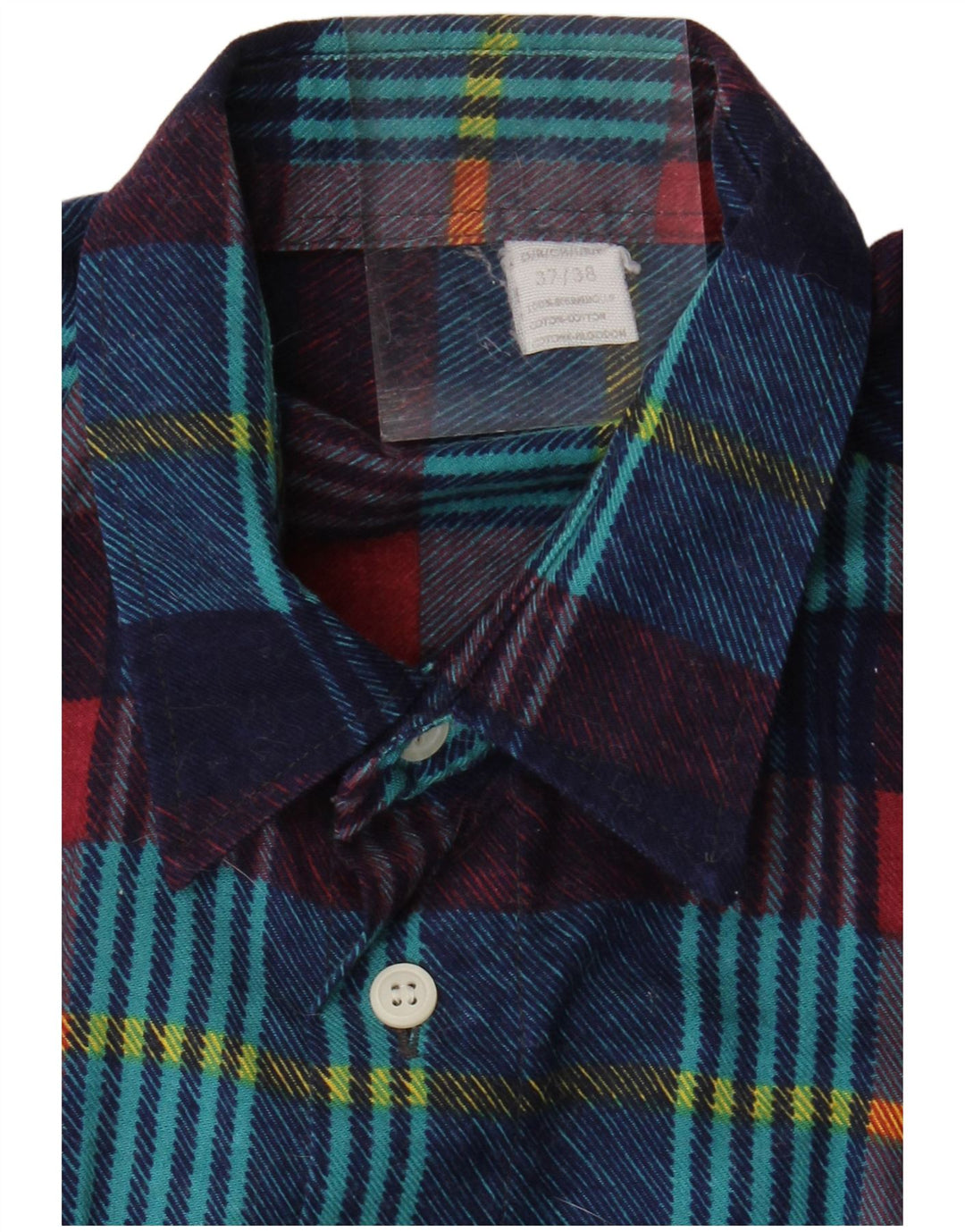 Vintage Herren Flanellhemd Größe 37/38 Kleine marineblau karierte Baumwolle