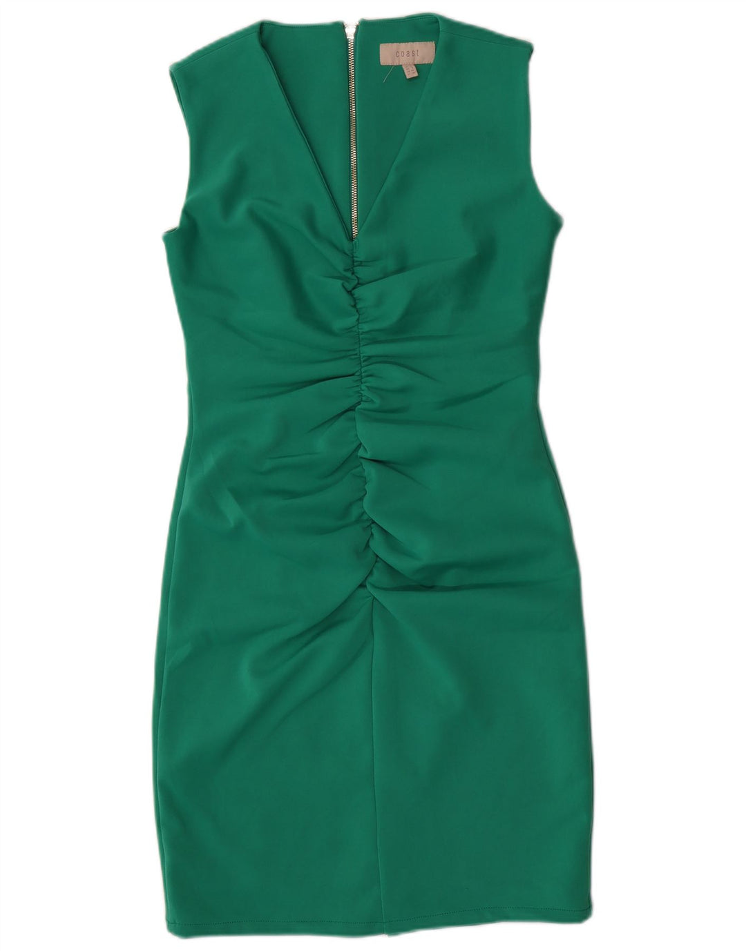 Ärmelloses, figurbetontes Damenkleid von Coast mit durchgehendem Reißverschluss, UK 12, Mittelgrün, Polyester
