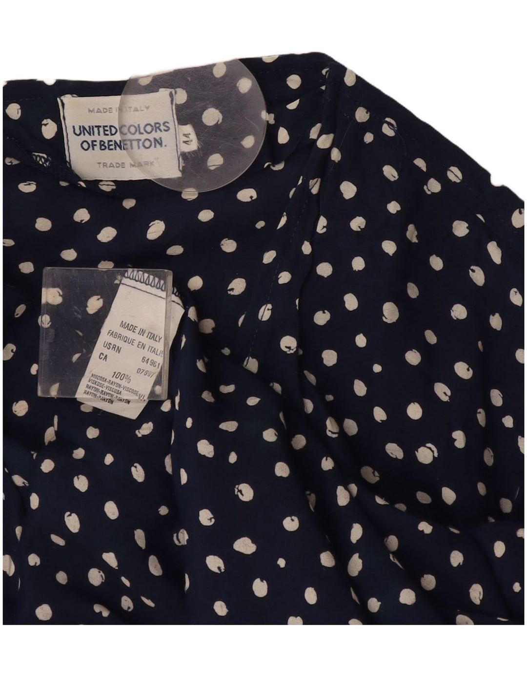 Übergroßes Tunika-Oberteil für Damen von Benetton IT 44 Medium Navy Blue Spotted