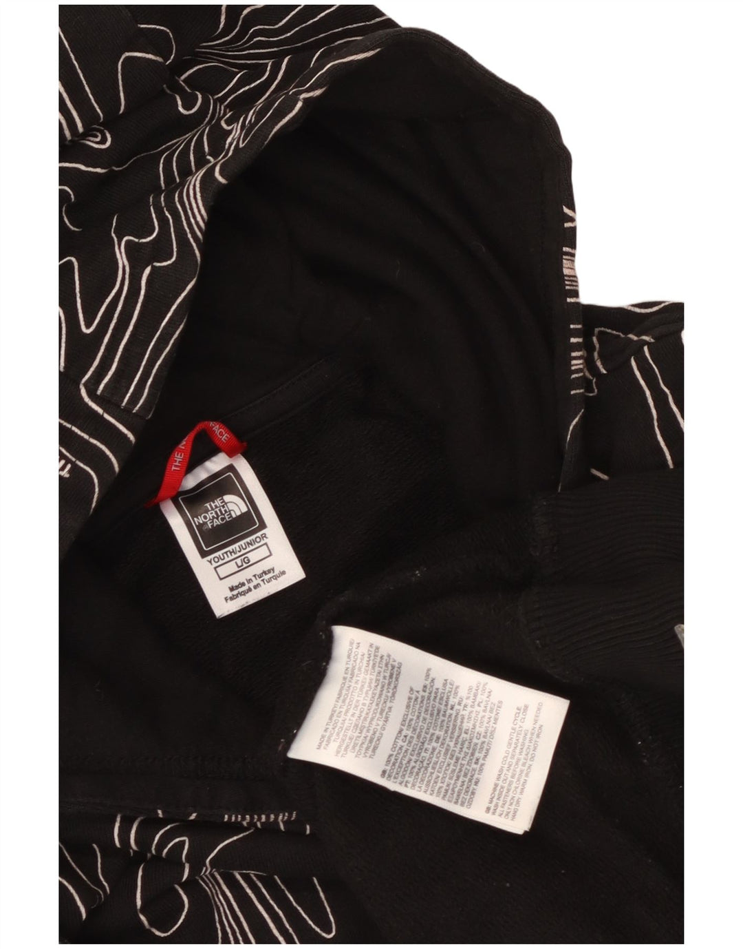 The North Face Jungen-Kapuzenpullover mit abstraktem Muster, 11–12 Jahre, Größe L, Schwarz