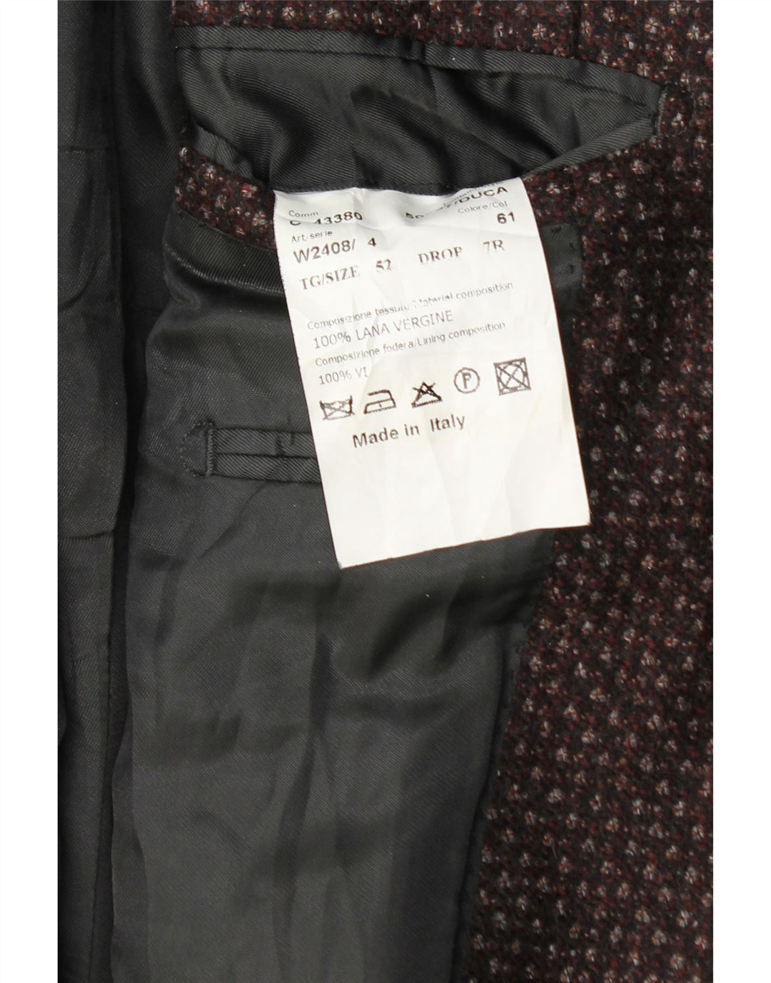 Al Duca D'Aosta Herren 3-Knopf-Blazerjacke IT 52 XL Burgunderrot meliert