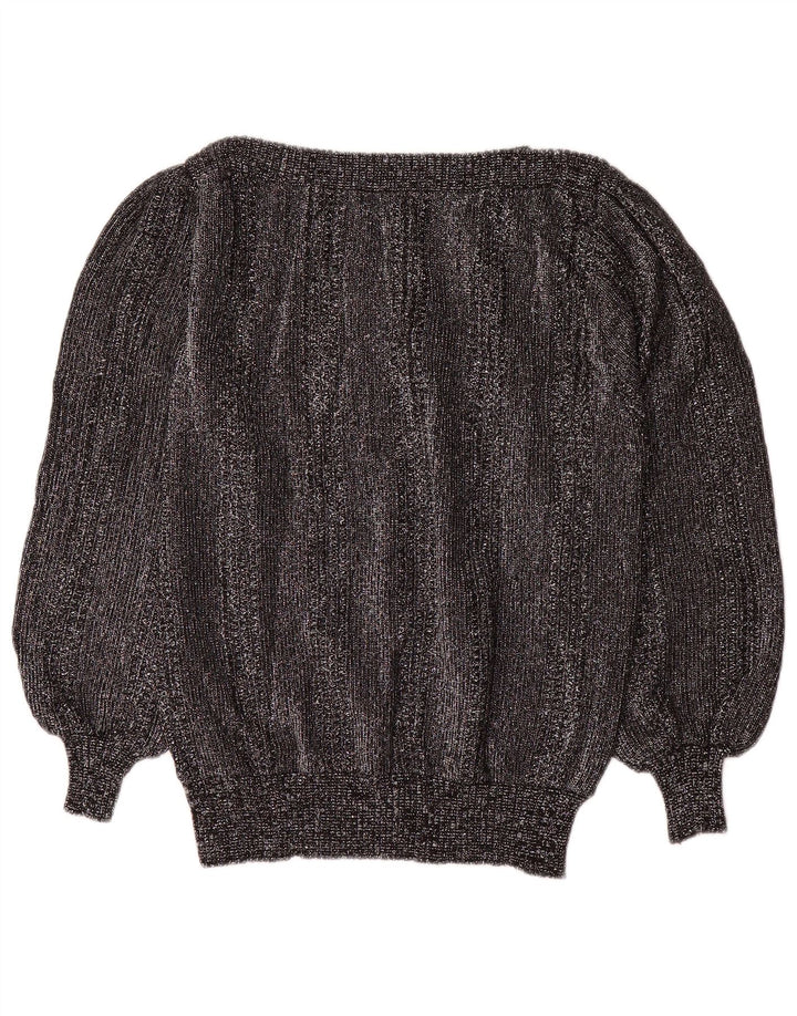 Vintage Damen Pullover mit U-Boot-Ausschnitt, UK 14, Mittelsilber