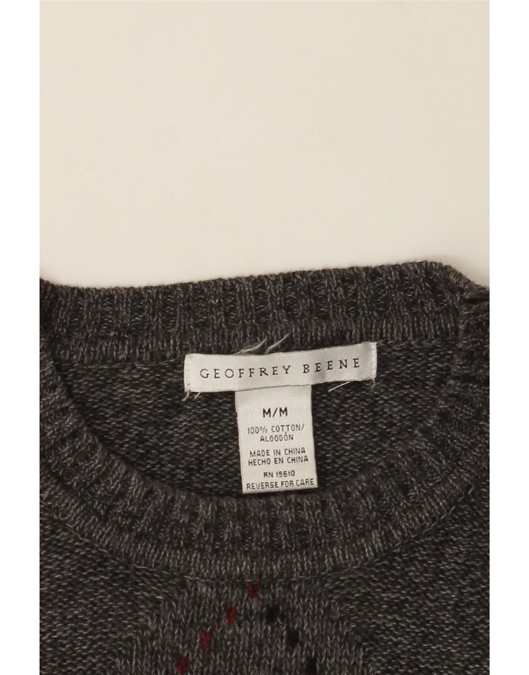 GEOFFREY BEENE Mens Crew Neck Jumper Sweater Medium Grey Argyle/Diamond Vintage Geoffrey Beene and Second-Hand Geoffrey Beene from Messina Hembry 