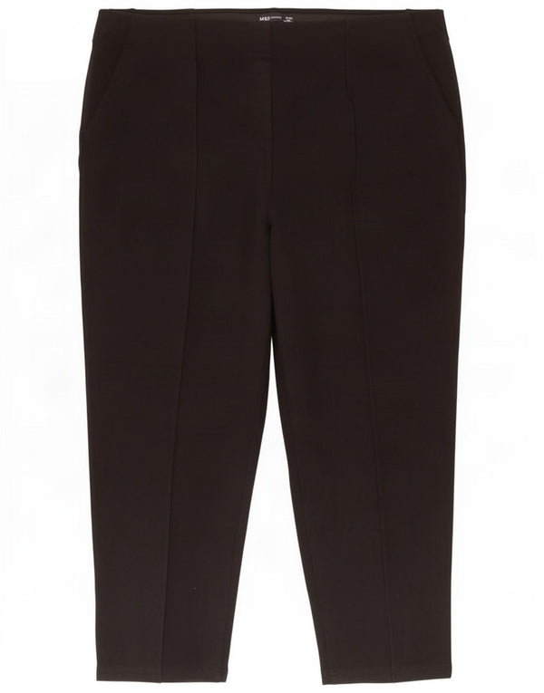 Marks & Spencer Damen Caprihose UK 22 3XL W40 L20 Schwarze Viskose