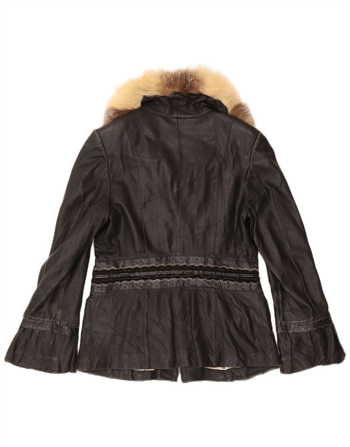Vintage Damen Lederjacke UK 12 Medium Schwarz
