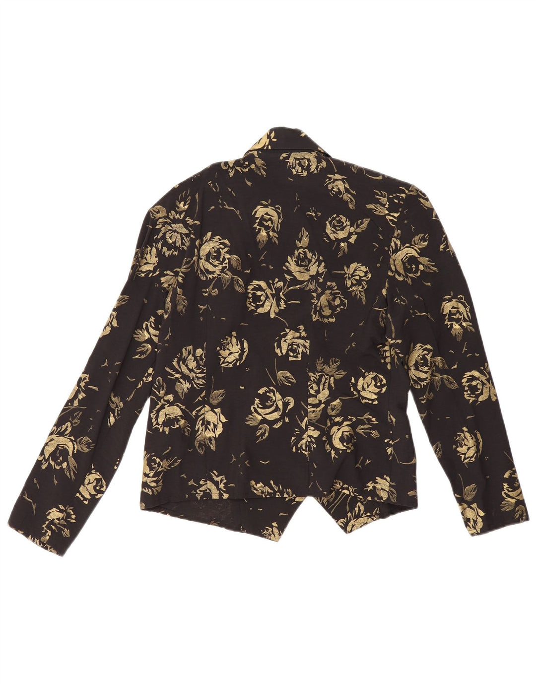 VINTAGE Damen Zweireihiger Blazer Jacke EU 36 Kleines schwarzes Blumenmuster