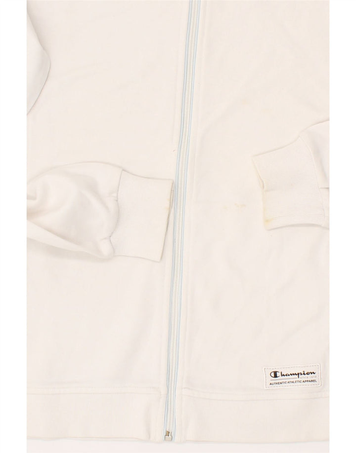 CHAMPION Womens Tracksuit Top Jacket UK 14 Medium White Cotton Vintage Champion and Second-Hand Champion from Messina Hembry 
