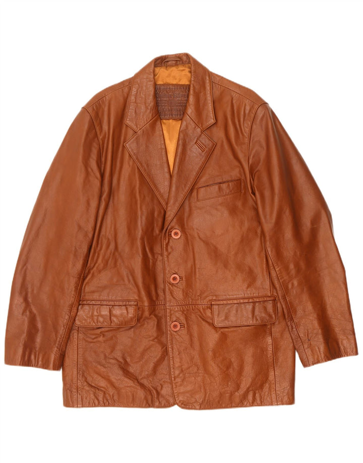 Union River Herren-Lederblazer mit 3 Knöpfen, EU 48/50, Mittelbraun
