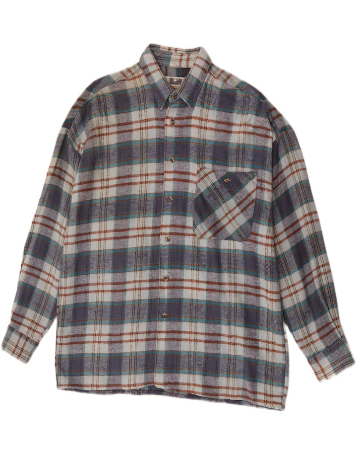 Southwest Herren-Flanellhemd, Größe 41/42, groß, blau kariert, Baumwolle