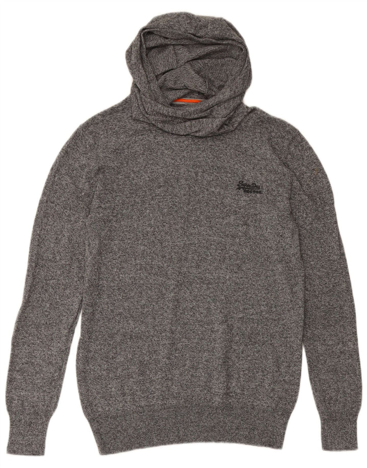 SUPERDRY Herren-Kapuzenpullover aus mittelgrauer Baumwolle