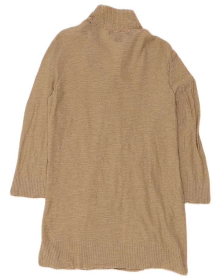 EDDIE BAUER Damen Longline Open Cardigan Pullover UK 12 Medium Beige