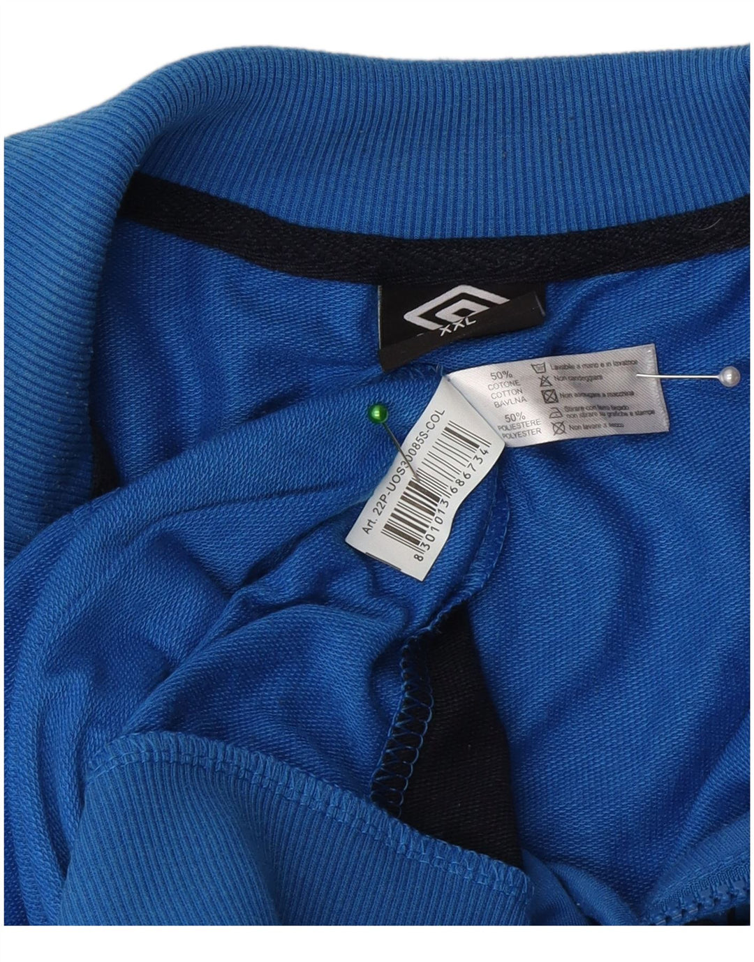 Umbro Herren-Trainingsanzug mit grafischem Oberteil, 2XL, blaue Farbblock-Baumwolle