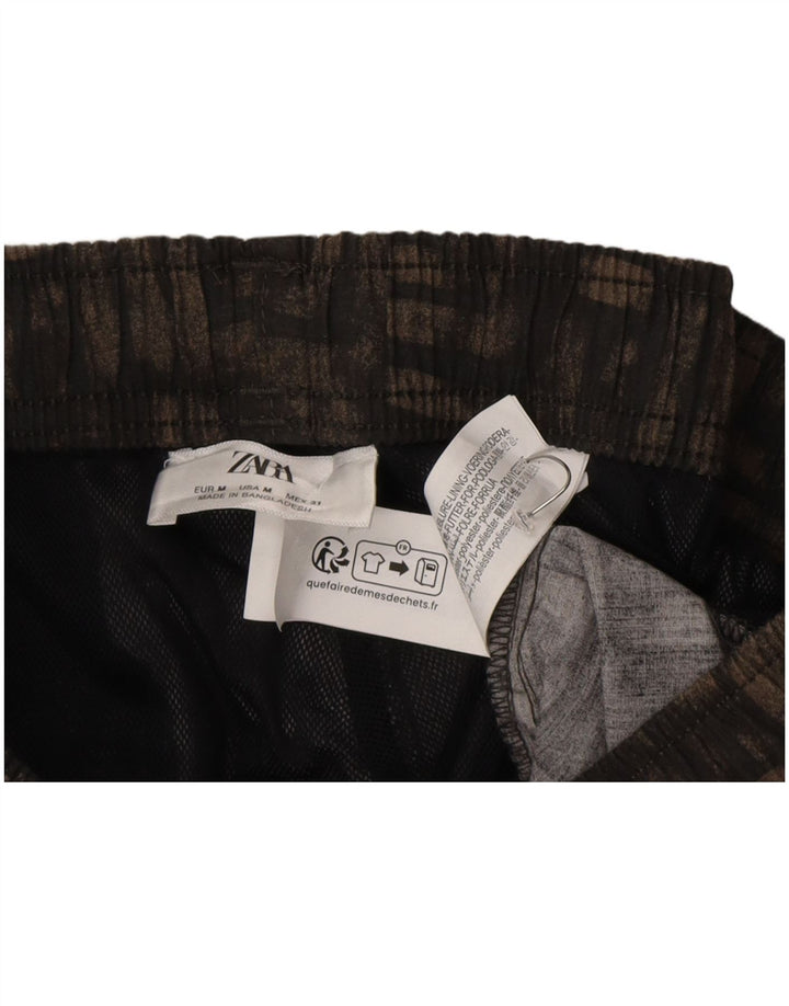 Badeshorts für Herren von Zara, Mittelschwarzes, geometrisches Polyester