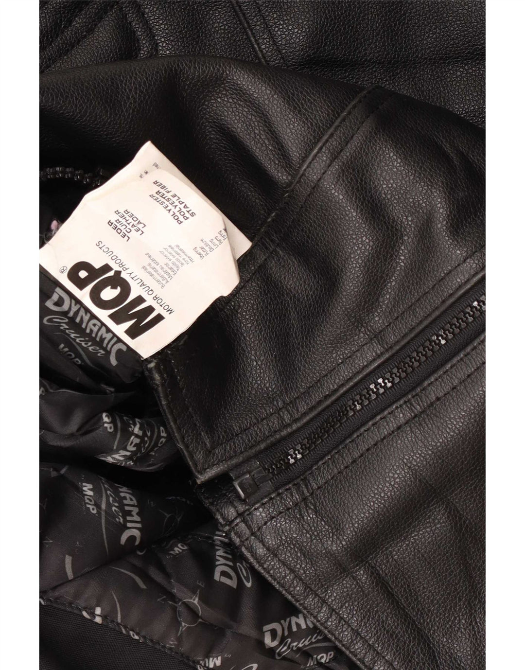 MQP Damen Graphic Leder Racer Jacke IT 42 Medium Schwarz