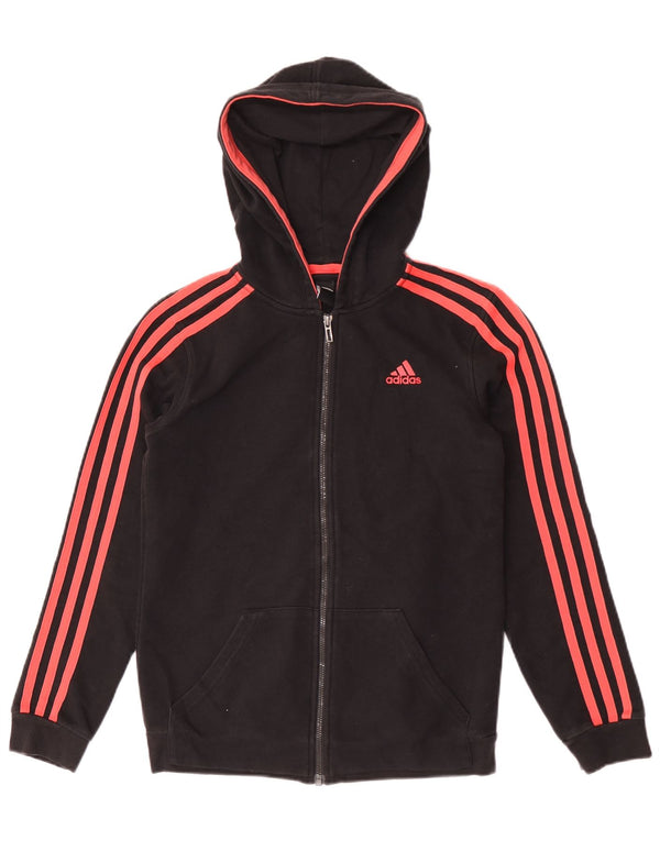 Adidas Damen Zip Hoodie Pullover UK 10 Small Schwarz