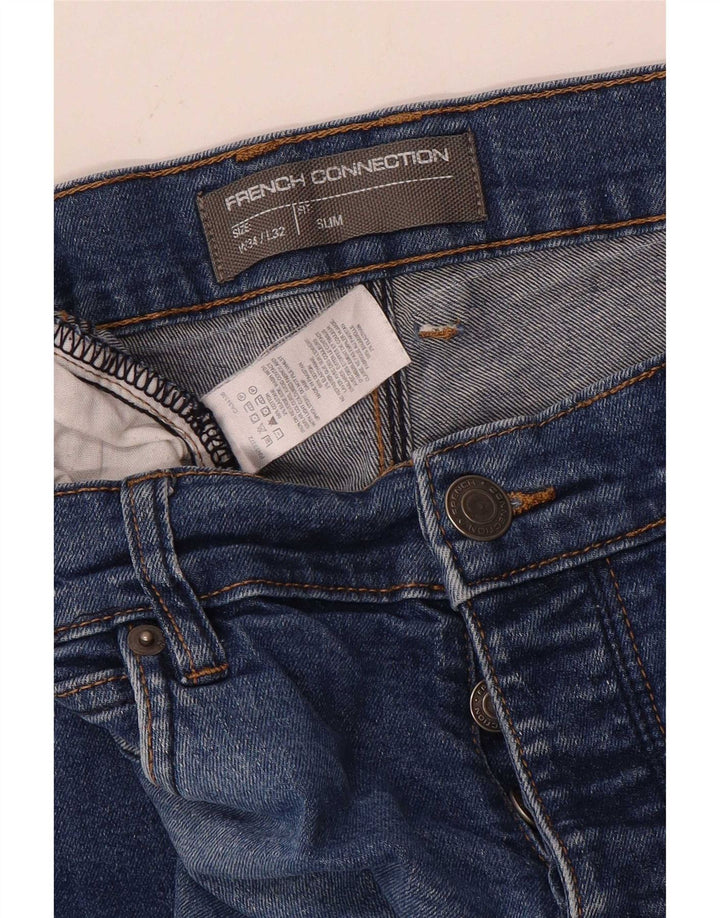 French Connection Herren Slim Jeans W34 L32 Blaue Baumwolle